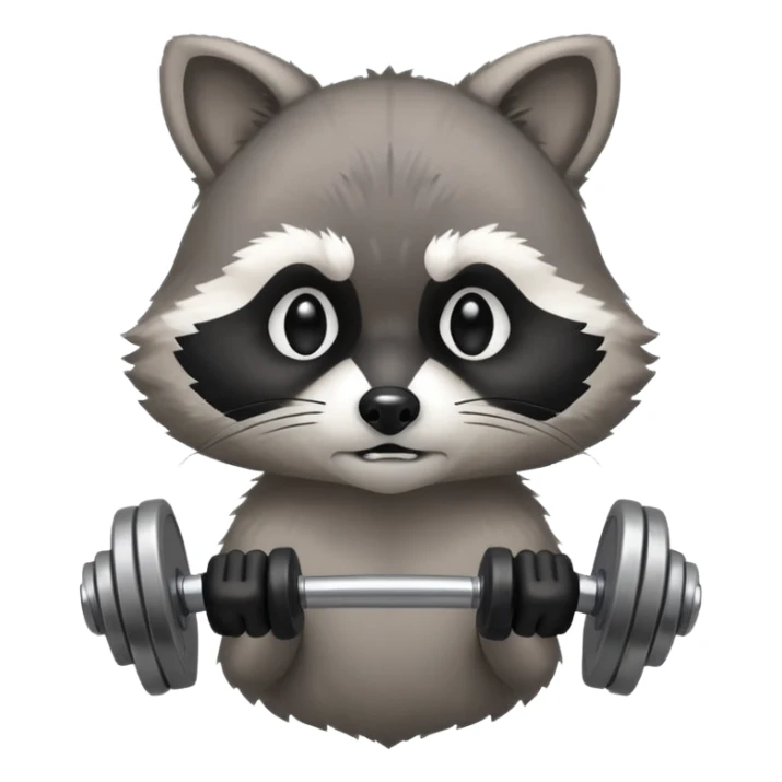 Raccoon with dumbbells  sticker