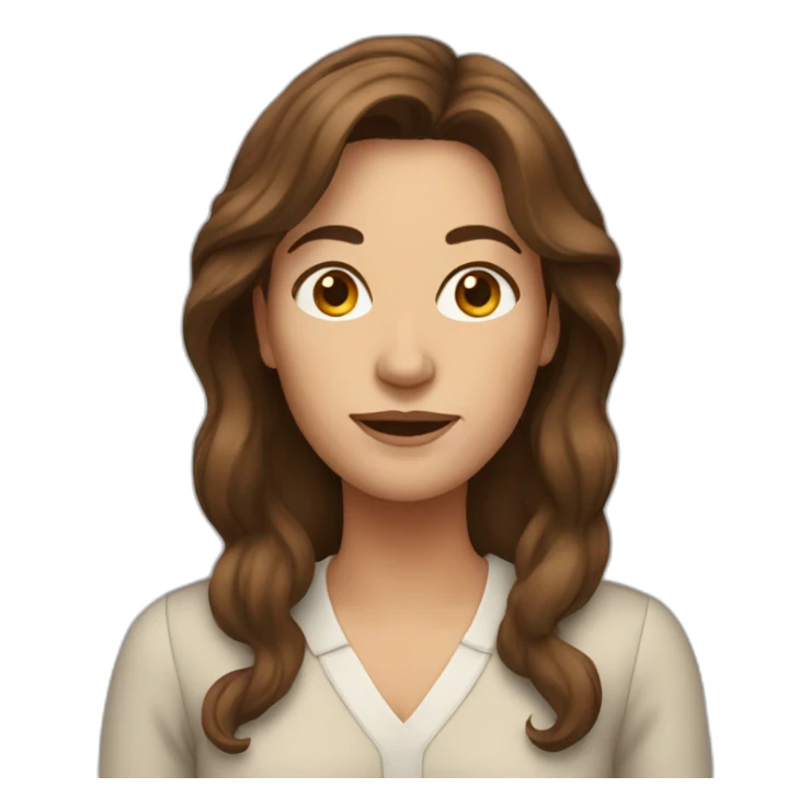 middle age woman with long brown hair sticker