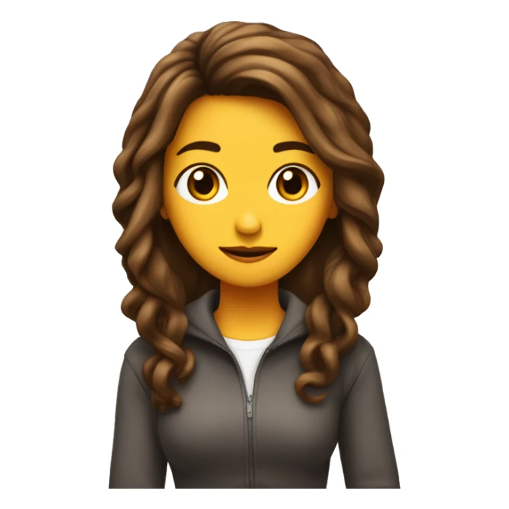 chica con cabello cafe, con fleco, cabello en capas y guera, que se vea de los hombros hacia la cabeza sticker