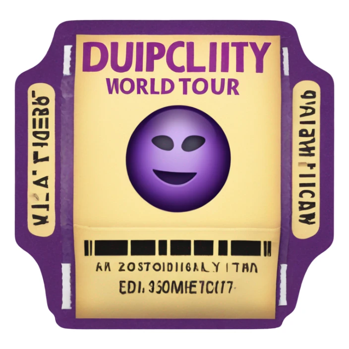 Concert ticket that says duplicity world tour sticker