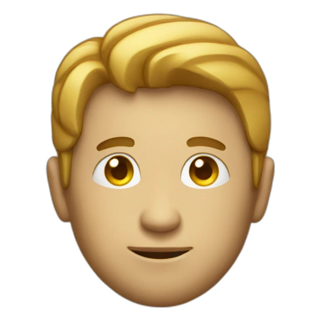 man with a face shaped like a discovery coin sticker