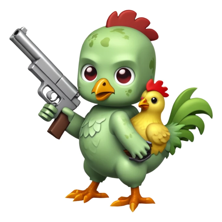 baby Minecraft zombie holding a gun while riding a chicken sticker