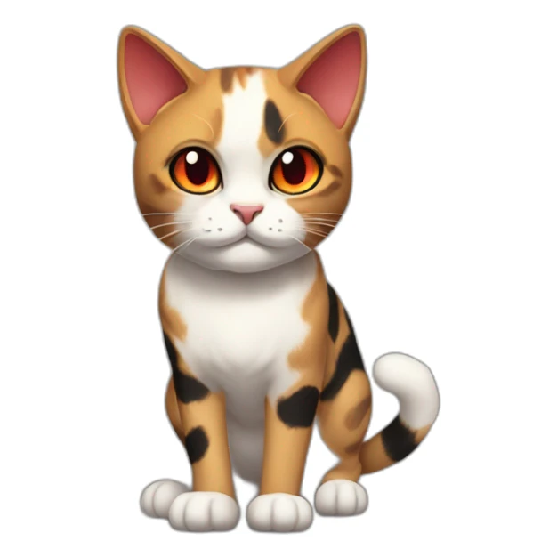 Halloween Meowscles is a buff humanoid calico  cat  he has a shadow design with black  jeans and red crimson  eyes sticker