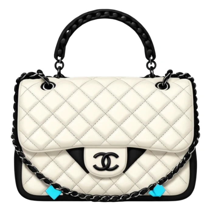 white tweed Chanel bag And black chain sticker