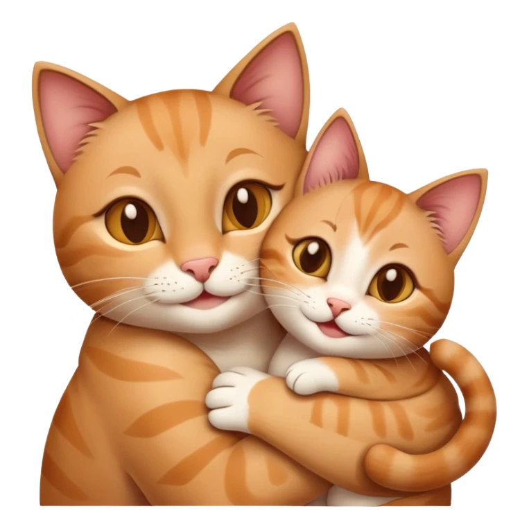 happy mom cat hugging her happy kitten, mom cat with a gentle smile sticker