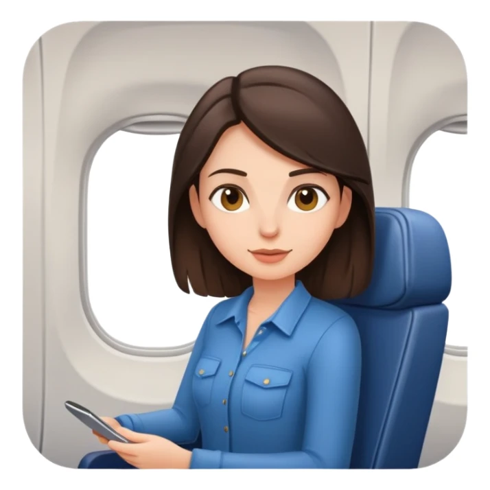 Casual brunette on airplane seat sticker