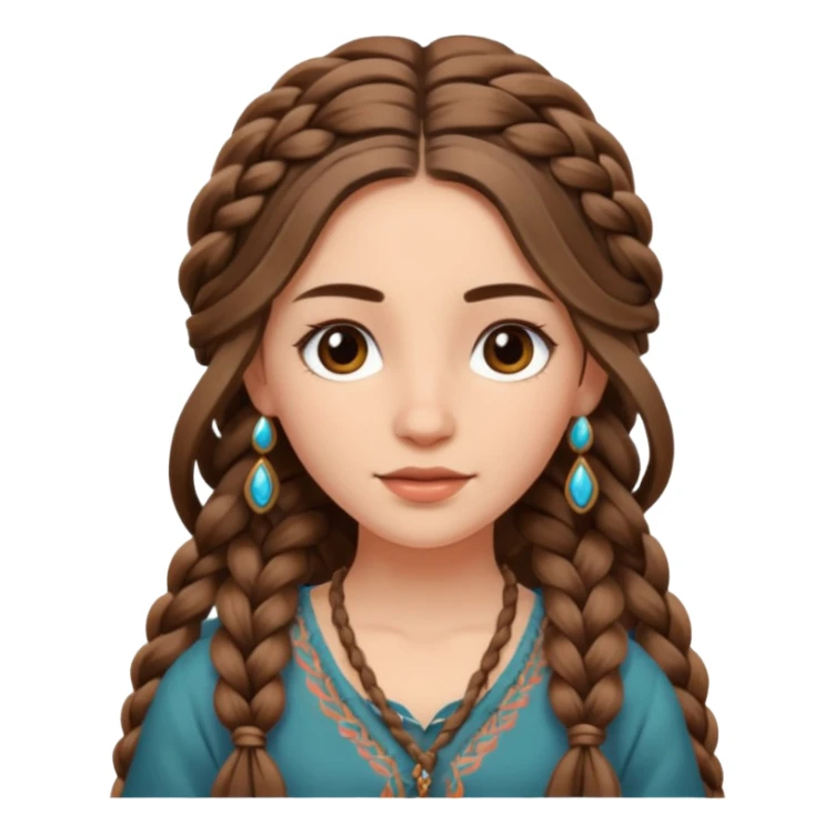 2 long brown boho braided hair wemon sticker