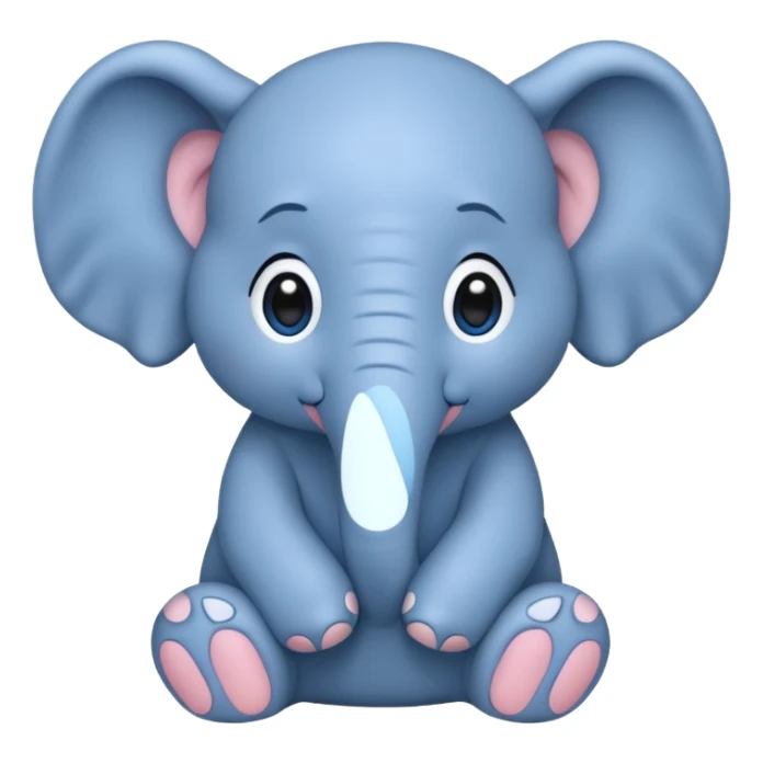 adorable blue elephant, hands clasped, teary-eyed sticker