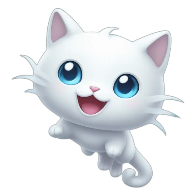 Cute cartoon ghost cat like transpearent pokemon floating in the air sticker