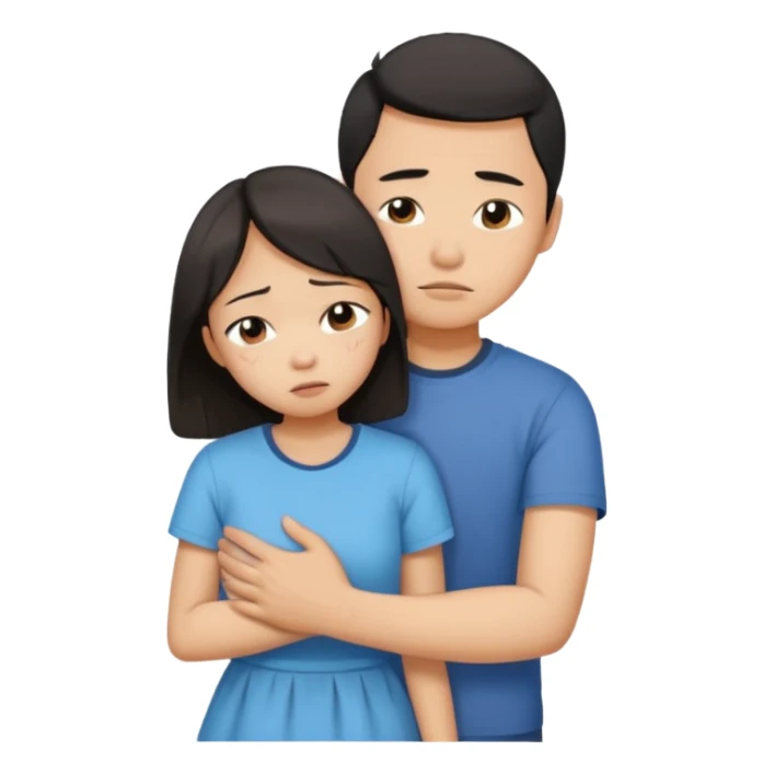 An Asian guy hugging an Asian girl who’s crying sticker