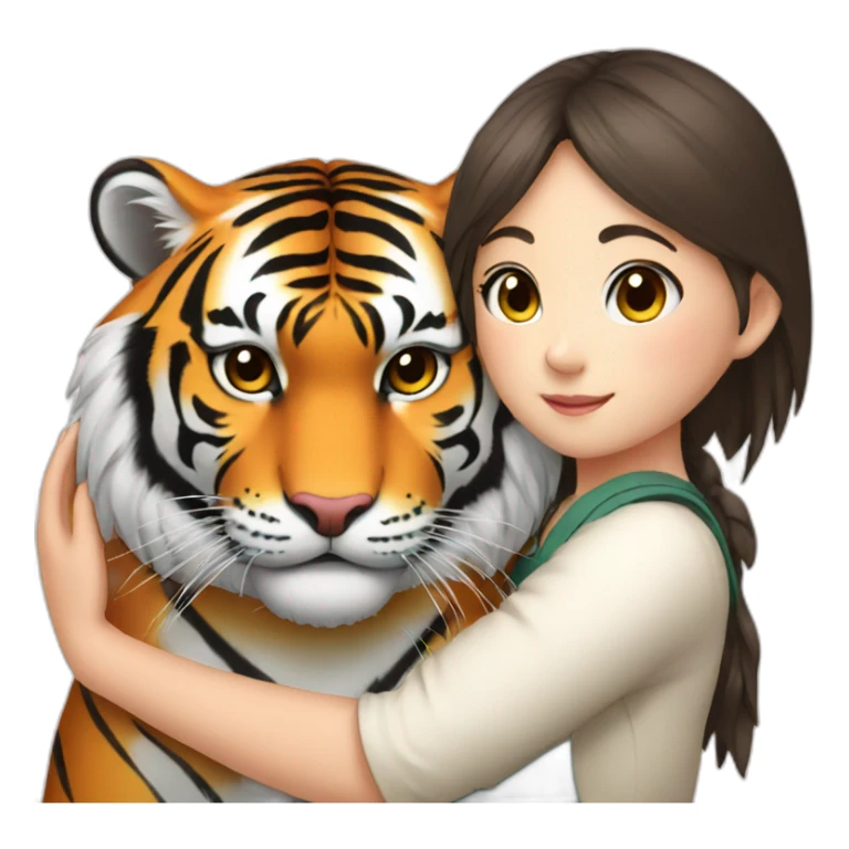 Tiger in arm of Japanese  girl  sticker