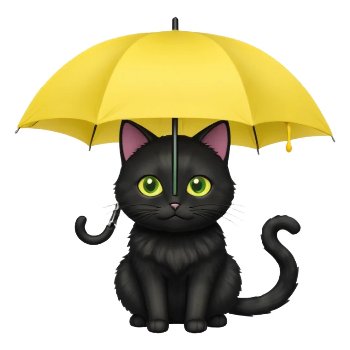 black cat is holding a yellow umbrella. sticker