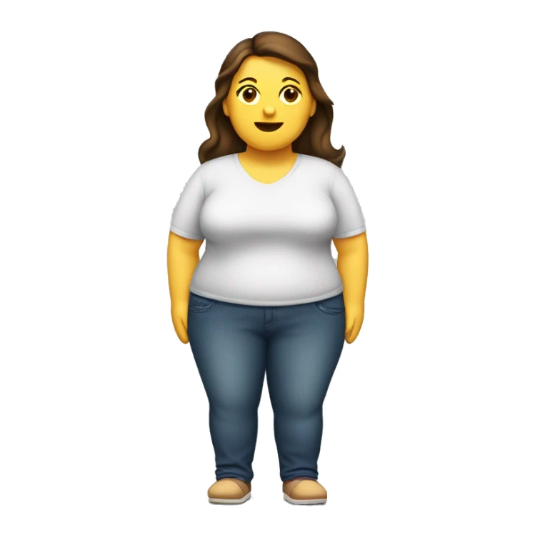 Brunette caucasian fat woman, full body sticker