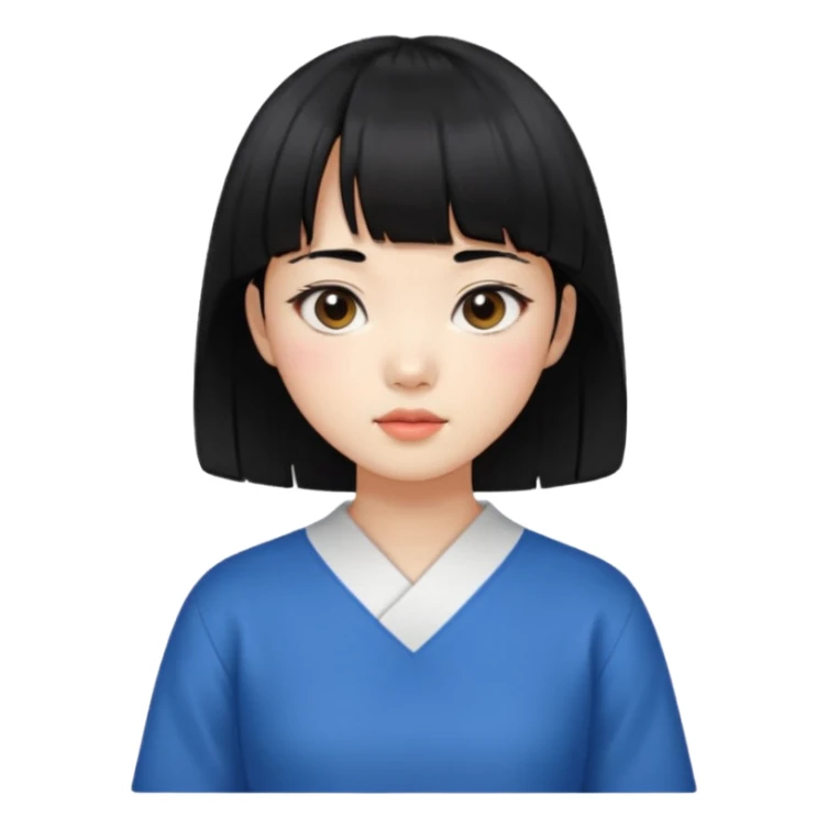 Short hair black bang Korean girl sticker