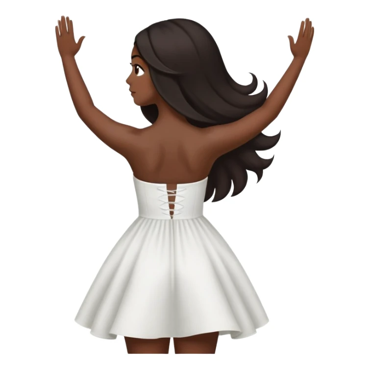 Latina girl back looking away dress strapless arms up sticker