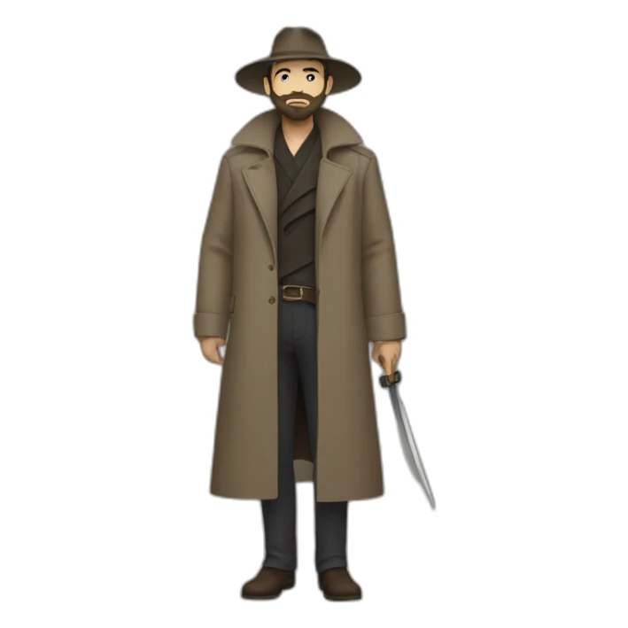 reddit moderator (neck beard, full body, trenchcoat, katana) sticker