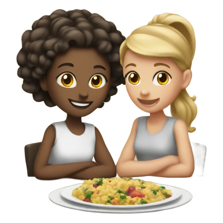 smiling girls at the table sticker