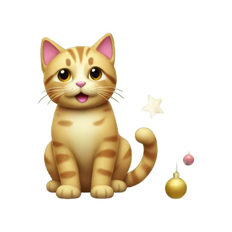 toy cat on a Christmas tree sticker