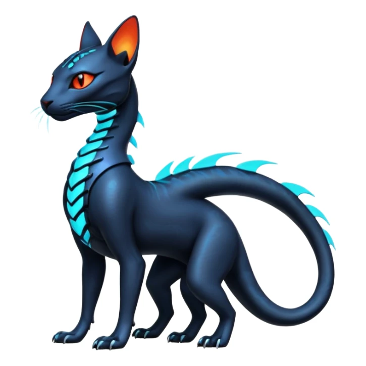 Futuristic Ethereal Beautiful Salandit-Bastet-Fakémon-hybrid-creature (full body)  sticker