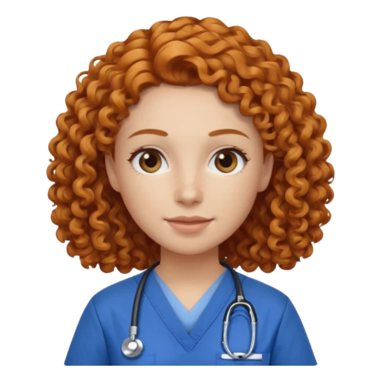 a ginger curly hair vet woman with blue scrub 

 sticker