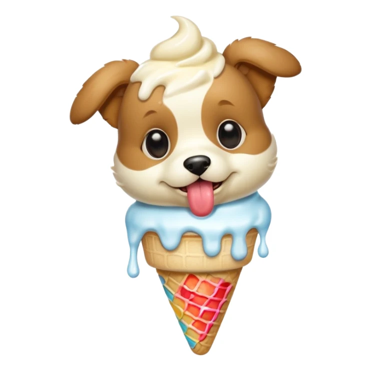 Flying puppy eating ice cream sticker