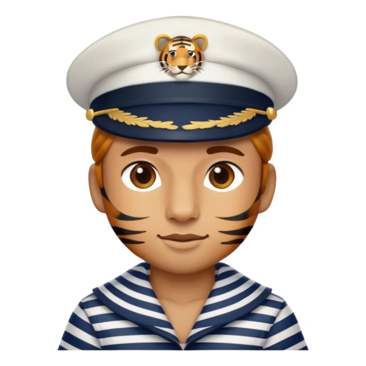 Tiger sailor with navy hat and striped shirt sticker