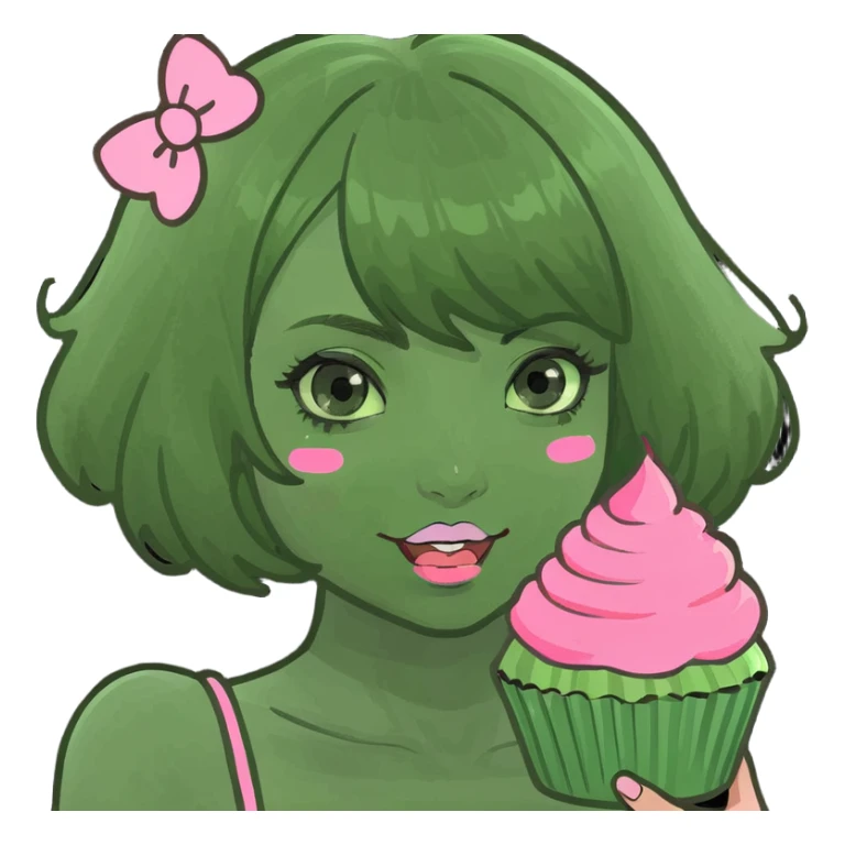 kawaii girl with pink cupcake sticker