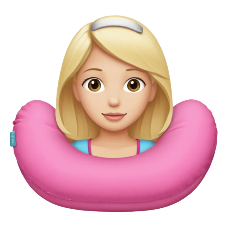 blonde woman using pink travel pillow  sticker
