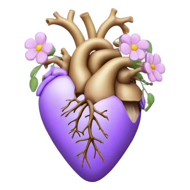 light purple organ heart with flowers growing out of it sticker