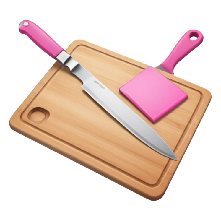 a cutting board with pink knife in pocket sticker