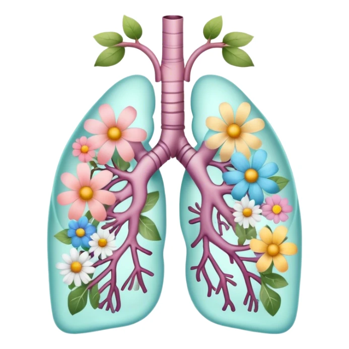 Pastel transparent anatomy lungs and flowers sticker