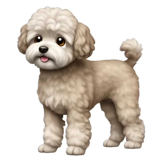 Old Dog maltipoo ash brown fur full body standing sticker