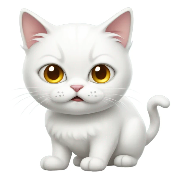 A cute white cat with an cute-angry face sticker