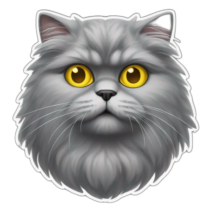 mostly gray persian fluffycat with yellow eyes and she is stupid sticker