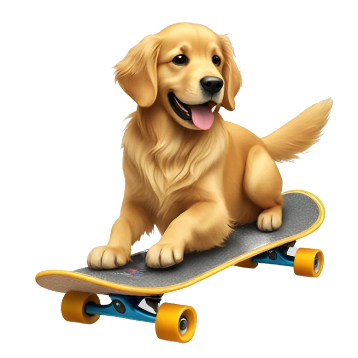 Golden retriever riding a skateboard  sticker