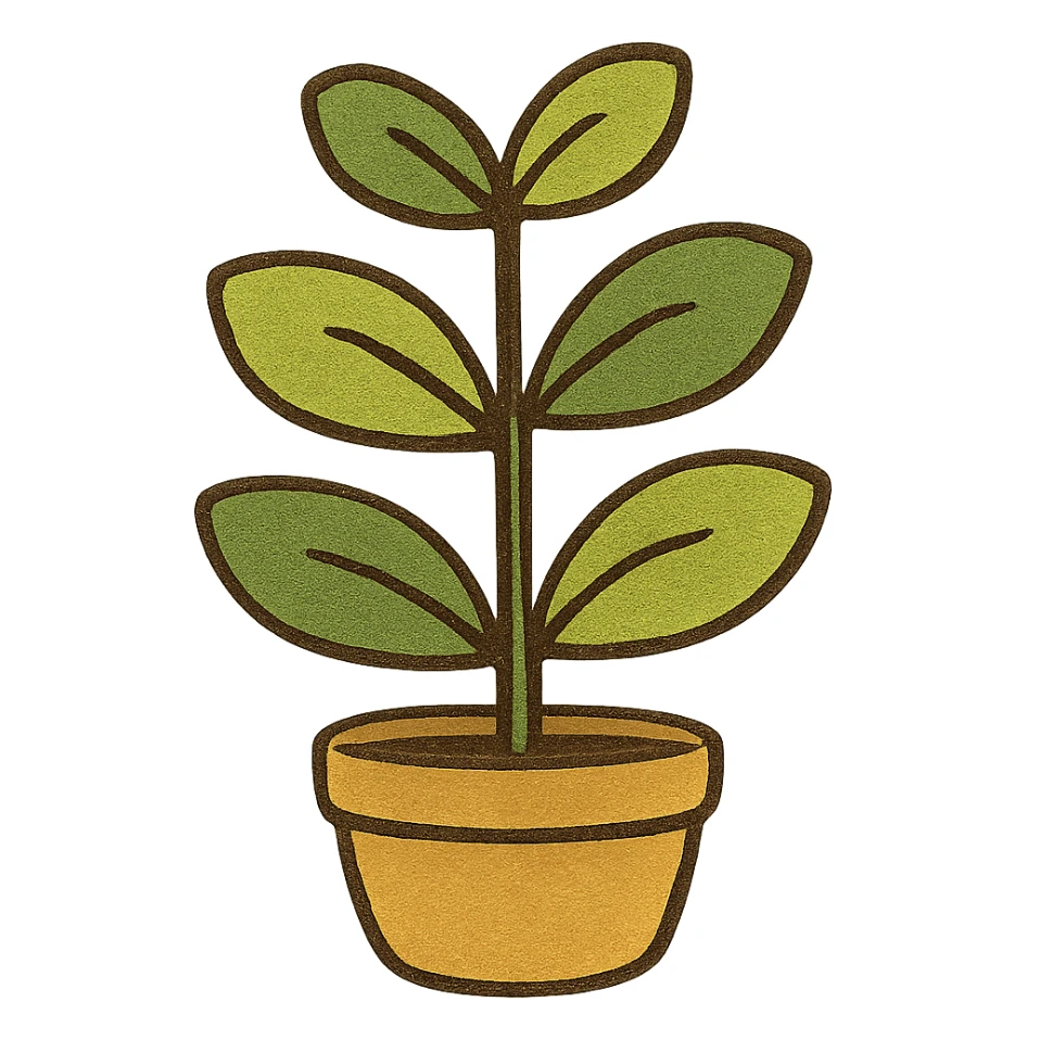 growing plant, modern look, green gold and white color scheme, rounded shapes, simple design, no background sticker