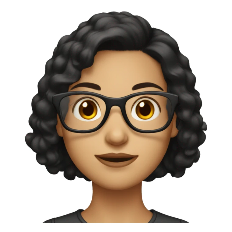 dark haired girl with dark red framed glasses and medium length hair sticker