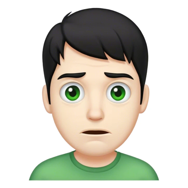 ugly white guy with black hair wearing green sticker