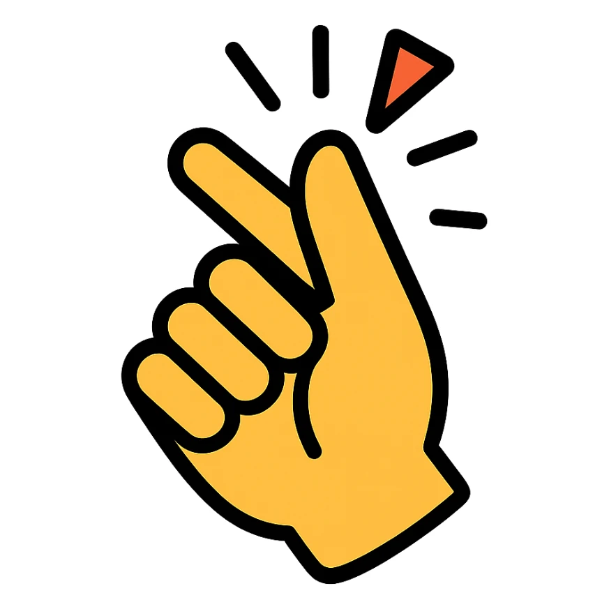 hand snapping fingers colored icon with black outlines sticker