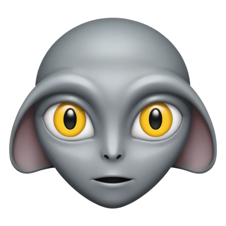 Grey alien head, almond-shaped eyes solid black, entire eye black, no white or iris, slanted, pale grey skin, cartoon emoji, no background


 sticker