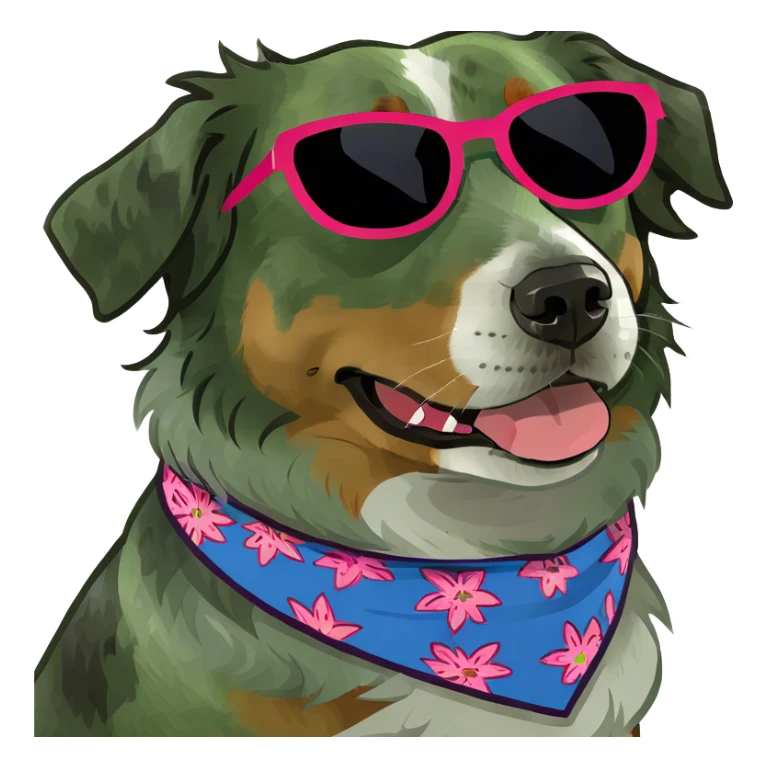Blue Merle Australian shepherd wearing sunglasses sticker
