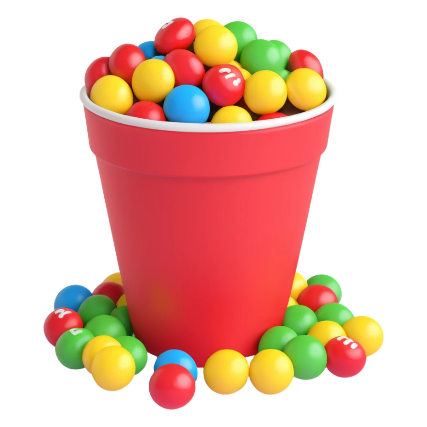 m&ms in a red cup, cup with a few m&ms spilled sticker