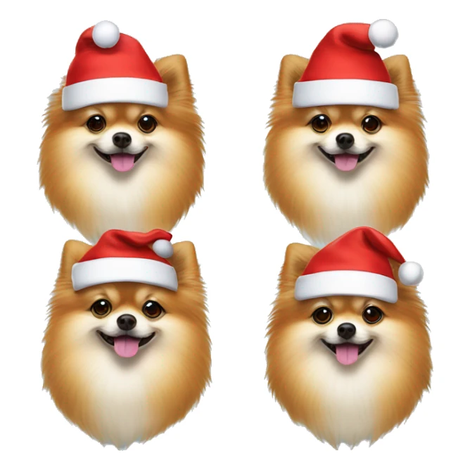Pomeranian dog in Santa Claus hat sticker