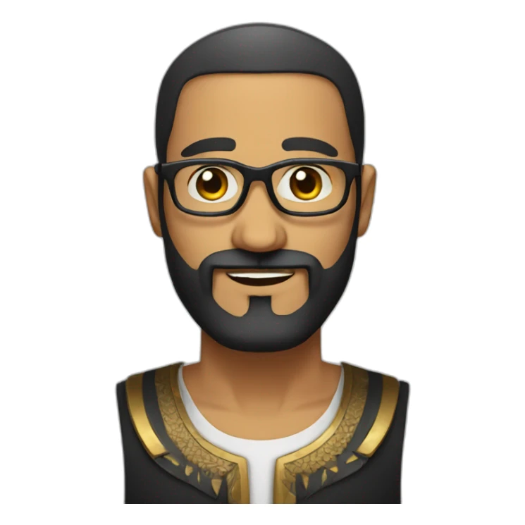 Egyptian man with beard and glass and big forehead sticker