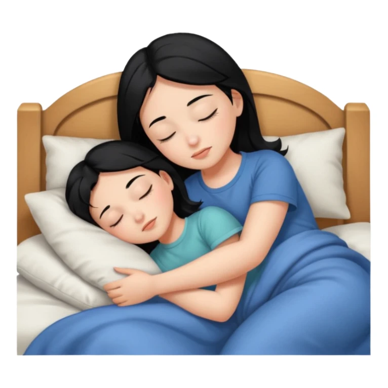 girl with black hair in short sleeves sleeping at home sticker