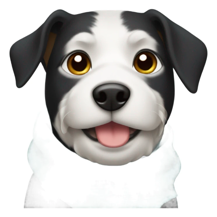 black dog with white chest wearing a scarf sticker