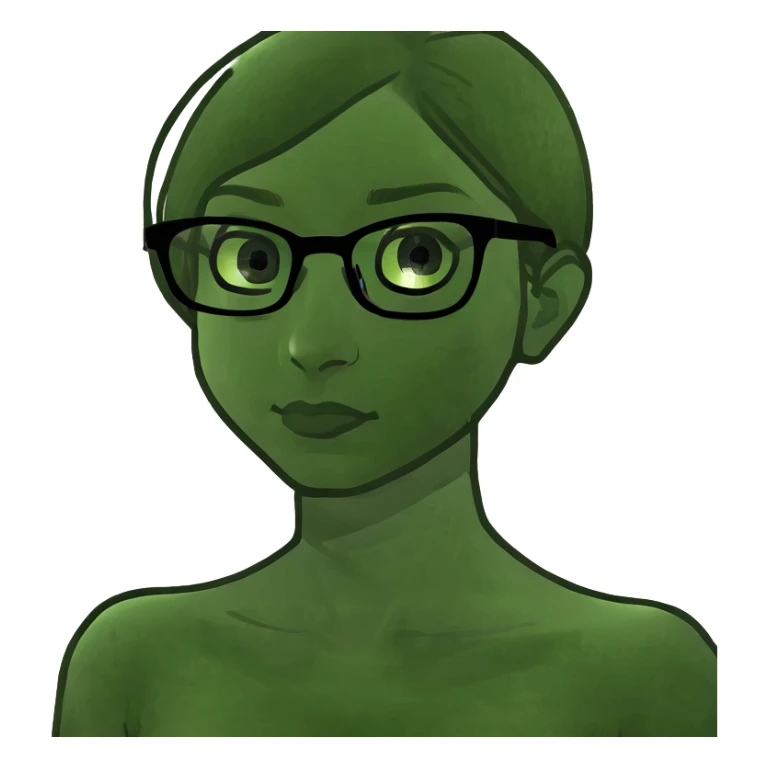 Curly girl with green eyes and glasses sticker