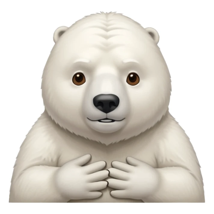 Make a humanoid polar bear shrugging, he must look doubtful, showing only from chest above, no legs sticker