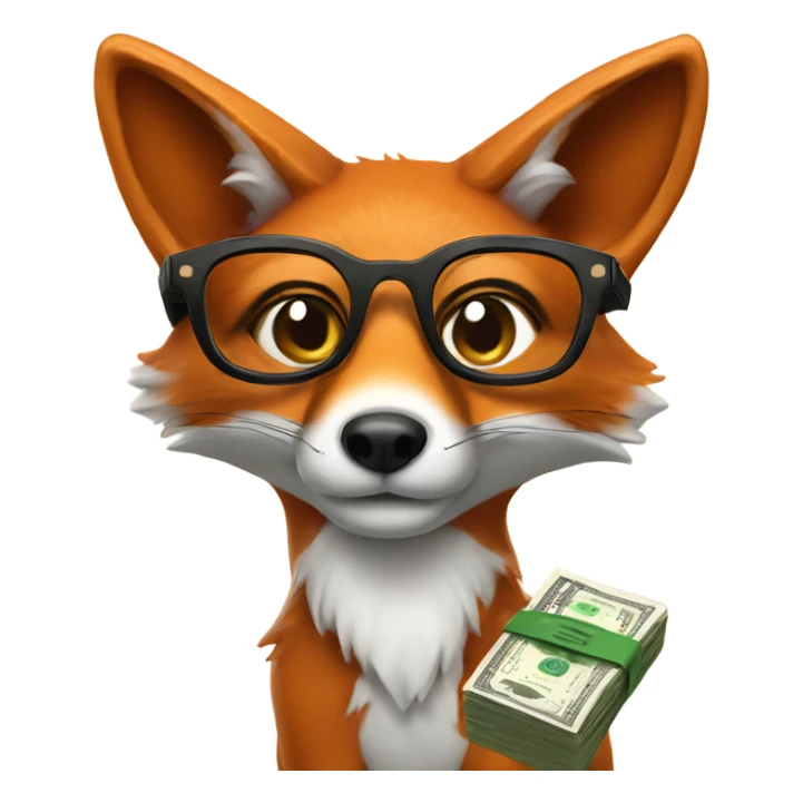 fox with glasses and money sticker