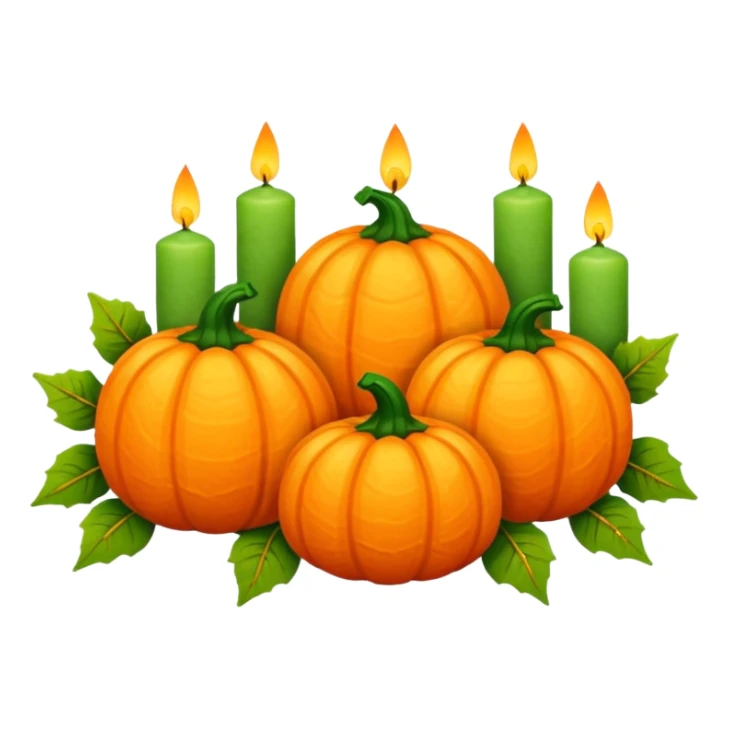 Small pumpkins, vines, leaves, candles, autumn vibes aesthetics  sticker